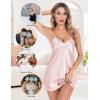 Lovasy Women’s 2 Pack Silk Nightgown Sexy Lingerie Satin Sleepwear Negligee V Neck Chemise Nightwear Mini Slip Dress S-XXL(Pink & White)