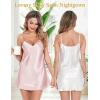 Lovasy Women’s 2 Pack Silk Nightgown Sexy Lingerie Satin Sleepwear Negligee V Neck Chemise Nightwear Mini Slip Dress S-XXL(Pink & White)
