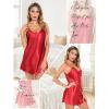 Lovasy Women’s 2 Pack Silk Nightgown Sexy Lingerie Satin Sleepwear Negligee V Neck Chemise Nightwear Mini Slip Dress S-XXL(Red & Dark Blue)