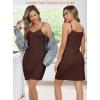 Lovasy Women’s Full Slips Cami Slip Mini Dress Adjustable Spaghetti Straps Basic Under Dresses Sleeveless Nightgown S-3XL(Coffee)