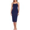 Lovasy Women’s Full Slip for Under Dresses Cami Slip Mini Dress Adjustable Straps Basic Long Full Slips Nightgown S-3XL(Navy Blue)