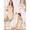 Lovasy Womens Lingerie Sexy V Neck Slip Dress Cami Nightgown Lace Babydoll Spaghetti Strap Sleepwear S-3XL(Beige)