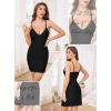 Lovasy Womens Lingerie Sexy V Neck Slip Dress Cami Nightgown Lace Babydoll Spaghetti Strap Sleepwear S-3XL(Black)