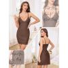 Lovasy Womens Lingerie Sexy V Neck Slip Dress Cami Nightgown Lace Babydoll Spaghetti Strap Sleepwear S-3XL(Coffee)