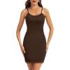 Lovasy Womens Full Slip Adjustable Straps Under Dress Lace Sexy Slips Dress Soft Cami Nightgown Lingerie S-3XL(Coffee)