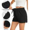 Lovasy Women Summer Casual Shorts with Pockets Elastic High Waisted Flowy Shorts Lounge Side Slit Lightweight Bottom S-3XL(Black)