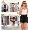 Lovasy Women Summer Casual Shorts with Pockets Elastic High Waisted Flowy Shorts Lounge Side Slit Lightweight Bottom S-3XL(Black)