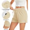 Lovasy Women Summer Casual Shorts with Pockets Elastic High Waisted Flowy Shorts Lounge Side Slit Lightweight Bottom S-3XL(Khaki)