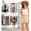 Lovasy Women Summer Casual Shorts with Pockets Elastic High Waisted Flowy Shorts Lounge Side Slit Lightweight Bottom S-3XL(Khaki)