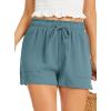Lovasy Women Summer Casual Shorts with Pockets Elastic High Waisted Flowy Shorts Lounge Side Slit Lightweight Bottom S-3XL(Lake Blue)