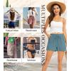 Lovasy Women Summer Casual Shorts with Pockets Elastic High Waisted Flowy Shorts Lounge Side Slit Lightweight Bottom S-3XL(Lake Blue)