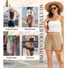 Lovasy Women Summer Casual Shorts with Pockets Elastic High Waisted Flowy Shorts Lounge Side Slit Lightweight Bottom S-3XL(Light Brown)