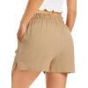 Lovasy Women Summer Casual Shorts with Pockets Elastic High Waisted Flowy Shorts Lounge Side Slit Lightweight Bottom S-3XL(Light Brown)