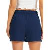 Lovasy Women Summer Casual Shorts with Pockets Elastic High Waisted Flowy Shorts Lounge Side Slit Lightweight Bottom S-3XL(Navy Blue)