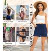 Lovasy Women Summer Casual Shorts with Pockets Elastic High Waisted Flowy Shorts Lounge Side Slit Lightweight Bottom S-3XL(Navy Blue)