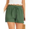 Lovasy Women Summer Casual Shorts with Pockets Elastic High Waisted Flowy Shorts Lounge Side Slit Lightweight Bottom S-3XL(Olive Green)