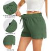 Lovasy Women Summer Casual Shorts with Pockets Elastic High Waisted Flowy Shorts Lounge Side Slit Lightweight Bottom S-3XL(Olive Green)