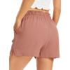 Lovasy Women Summer Casual Shorts with Pockets Elastic High Waisted Flowy Shorts Lounge Side Slit Lightweight Bottom S-3XL(Rust Red)