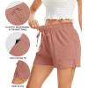Lovasy Women Summer Casual Shorts with Pockets Elastic High Waisted Flowy Shorts Lounge Side Slit Lightweight Bottom S-3XL(Rust Red)