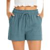 Lovasy Women Summer Casual Shorts with Pockets Elastic High Waisted Flowy Shorts Lounge Side Slit Lightweight Bottom S-3XL(Lake Blue)
