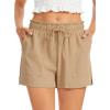 Lovasy Women Summer Casual Shorts with Pockets Elastic High Waisted Flowy Shorts Lounge Side Slit Lightweight Bottom S-3XL(Light Brown)