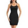 Lovasy Womens Full Slip Adjustable Straps Under Dress Lace Sexy Slips Dress Soft Cami Nightgown Lingerie S-3XL(Black)