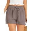 Lovasy Women Summer Casual Shorts with Pockets Elastic High Waisted Flowy Shorts Lounge Side Slit Lightweight Bottom S-3XL(Taupe)
