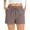 Lovasy Women Summer Casual Shorts with Pockets Elastic High Waisted Flowy Shorts Lounge Side Slit Lightweight Bottom S-3XL(Taupe)