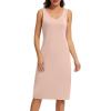 Lovasy Womens Full Slips for Under Dresses Long Tank Slip Dress V Neck Wide Straps Sleeveless Nightgown Sleepwear S-3XL(Camel)