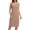 Lovasy Womens Full Slips for Under Dresses Long Tank Slip Dress V Neck Wide Straps Sleeveless Nightgown Sleepwear S-3XL(Coffee)