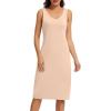 Lovasy Womens Full Slips for Under Dresses Long Tank Slip Dress V Neck Wide Straps Sleeveless Nightgown Sleepwear S-3XL(Nude)