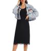 Lovasy Long Slip Dress for Women Lace Wide Straps Full Slips Tank Top Modal Soft Under Dresses Nightgown S-3XL(Black)