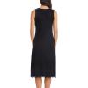 Lovasy Long Slip Dress for Women Lace Wide Straps Full Slips Tank Top Modal Soft Under Dresses Nightgown S-3XL(Black)