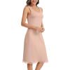 Lovasy Long Slip Dress for Women Lace Wide Straps Full Slips Tank Top Modal Soft Under Dresses Nightgown S-3XL(Camel)