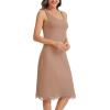 Lovasy Long Slip Dress for Women Lace Wide Straps Full Slips Tank Top Modal Soft Under Dresses Nightgown S-3XL(Coffee)