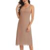 Lovasy Long Slip Dress for Women Lace Wide Straps Full Slips Tank Top Modal Soft Under Dresses Nightgown S-3XL(Coffee)