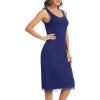 Lovasy Long Slip Dress for Women Lace Wide Straps Full Slips Tank Top Modal Soft Under Dresses Nightgown S-3XL(Navy Blue)