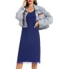 Lovasy Long Slip Dress for Women Lace Wide Straps Full Slips Tank Top Modal Soft Under Dresses Nightgown S-3XL(Navy Blue)