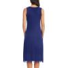 Lovasy Long Slip Dress for Women Lace Wide Straps Full Slips Tank Top Modal Soft Under Dresses Nightgown S-3XL(Navy Blue)
