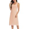 Lovasy Long Slip Dress for Women Lace Wide Straps Full Slips Tank Top Modal Soft Under Dresses Nightgown S-3XL(Nude)