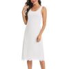Lovasy Long Slip Dress for Women Lace Wide Straps Full Slips Tank Top Modal Soft Under Dresses Nightgown S-3XL(White)