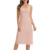 Lovasy Long Slip Dress for Women Lace Wide Straps Full Slips Tank Top Modal Soft Under Dresses Nightgown S-3XL(Camel)
