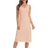 Lovasy Long Slip Dress for Women Lace Wide Straps Full Slips Tank Top Modal Soft Under Dresses Nightgown S-3XL(Nude)