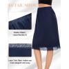 Lovasy Women’s Satin Half Slip Knee Length Underskirt with Lace Trim Anti-Static Smooth Under Dress Slips S-3XL(Navy Blue)