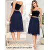 Lovasy Women’s Satin Half Slip Knee Length Underskirt with Lace Trim Anti-Static Smooth Under Dress Slips S-3XL(Navy Blue)