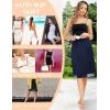 Lovasy Women’s Satin Half Slip Knee Length Underskirt with Lace Trim Anti-Static Smooth Under Dress Slips S-3XL(Navy Blue)