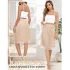Lovasy Women’s Satin Half Slip Knee Length Underskirt with Lace Trim Anti-Static Smooth Under Dress Slips S-3XL(Nude)