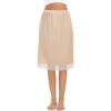 Lovasy Women’s Satin Half Slip Knee Length Underskirt with Lace Trim Anti-Static Smooth Under Dress Slips S-3XL(Nude)