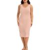 Lovasy Womens Plus Size Full Slip Tank Top Under Dress Wide Straps Basic Dress Nightgown Soft Modal Slips 1XL-5XL(Camel)