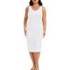 Lovasy Womens Plus Size Full Slip Tank Top Under Dress Wide Straps Basic Dress Nightgown Soft Modal Slips 1XL-5XL(White)